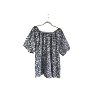 Lane Bryant Womens Plue Size 18/20 Blouse Top Blue White Bubble Short Sleeves